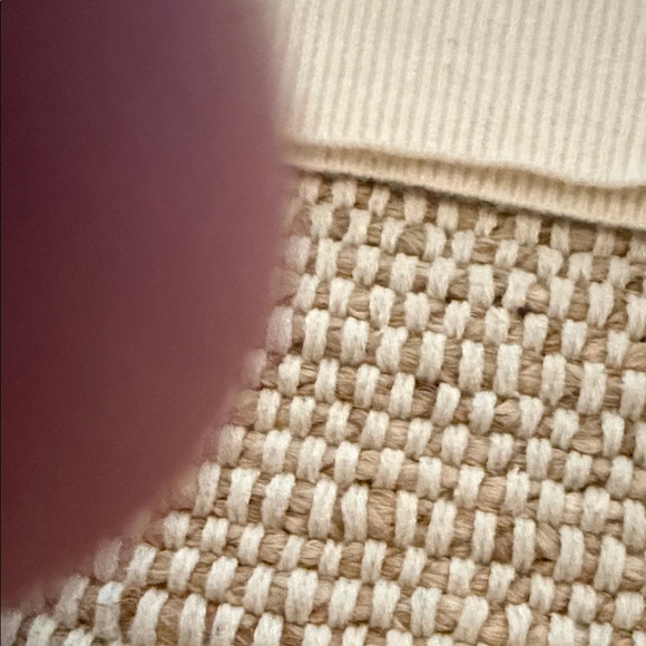 Club Monaco Cream and Taupe Striped V-Neck Polo Sweater - Picture 4 of 4